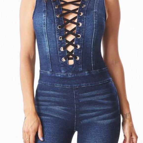 stretch denim jumpsuit womens